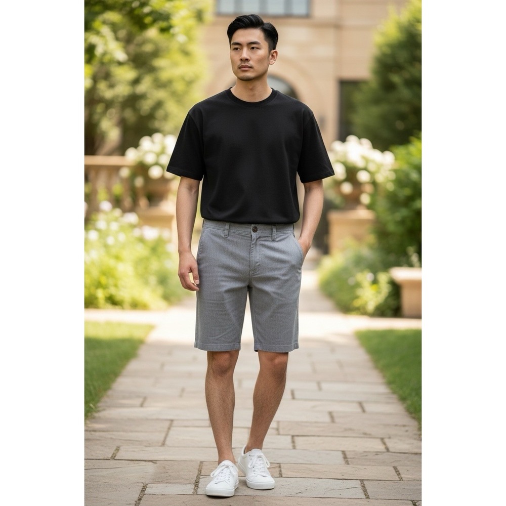 Volcom Men's 33 Chino Shorts Gray Zip Closure Flat Front Inseam 10.25"